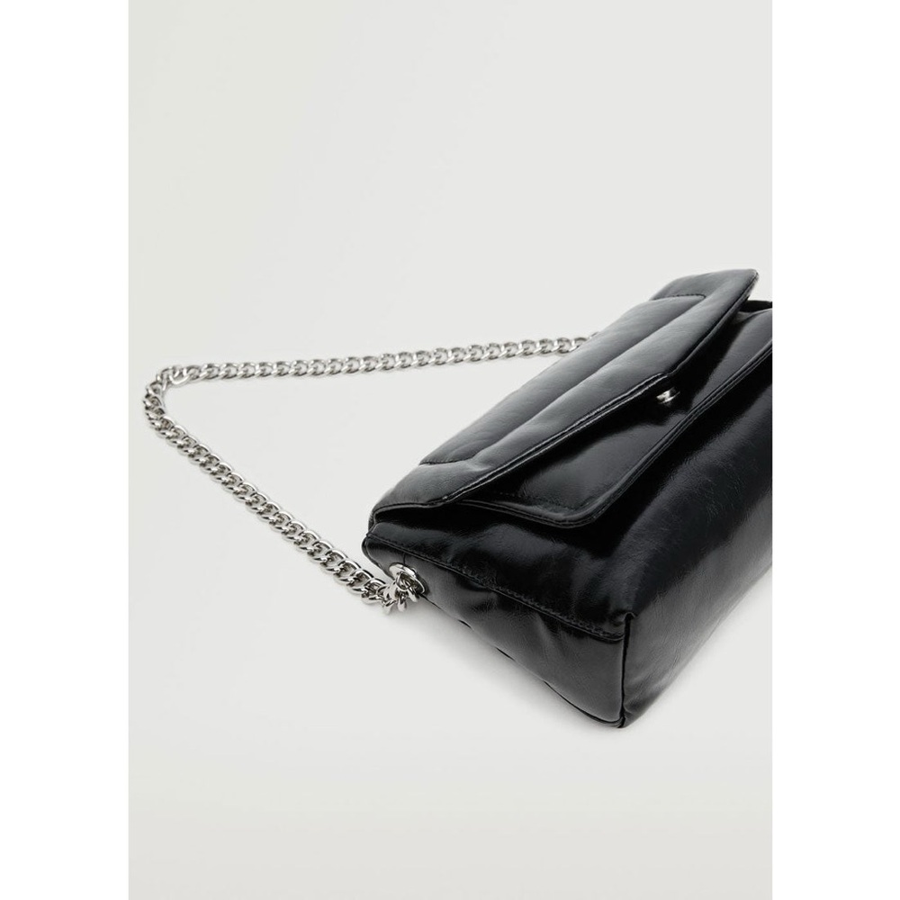 Mango Chain Strap Quilted Black Shoulder Bag